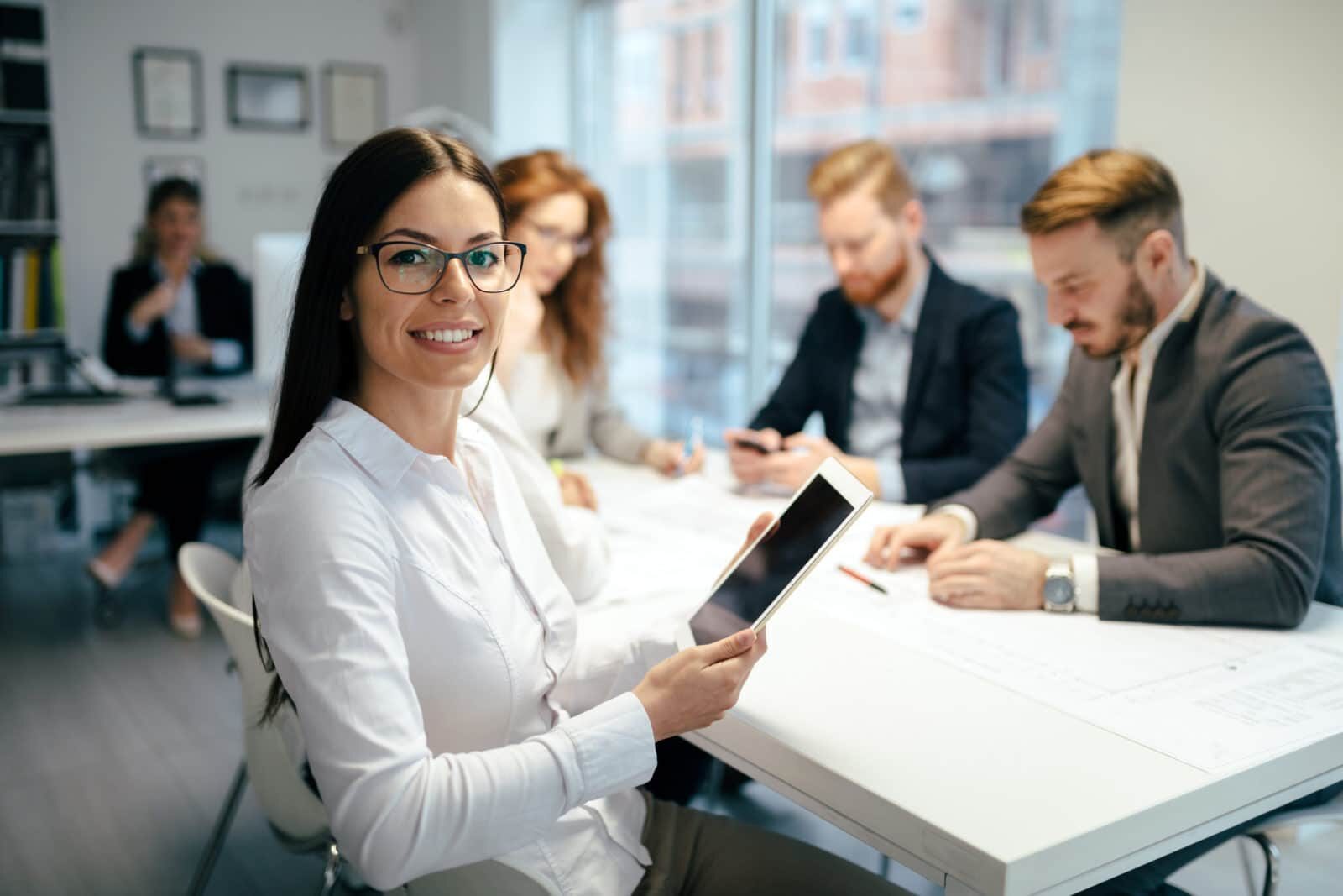 Business people conference in modern meeting room